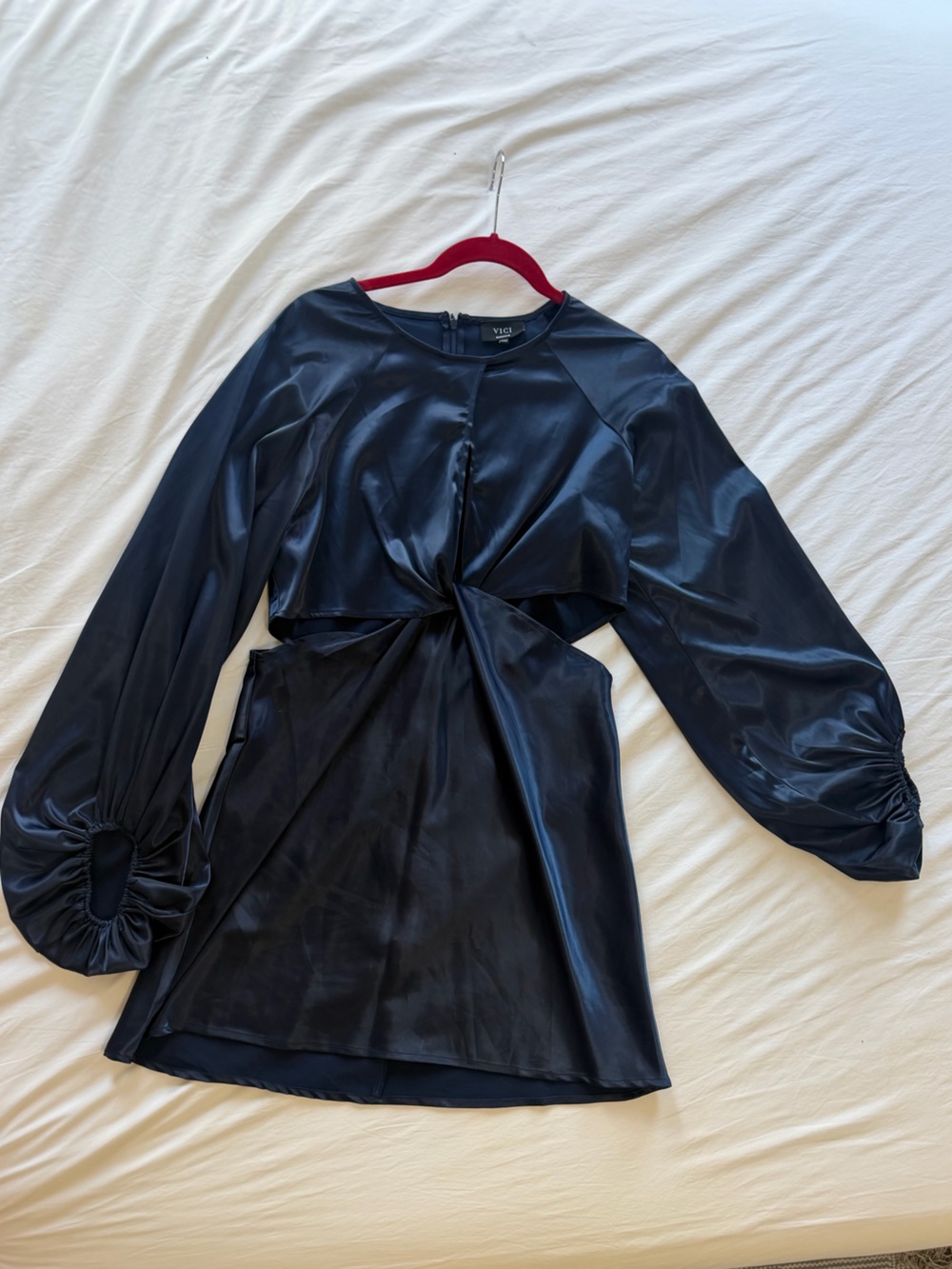 Disco Vici Satin Dress with Cutouts